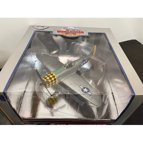 44 - Die cast toys, two models of German and American forces WWII aircraft,.

This lot is available for i... 