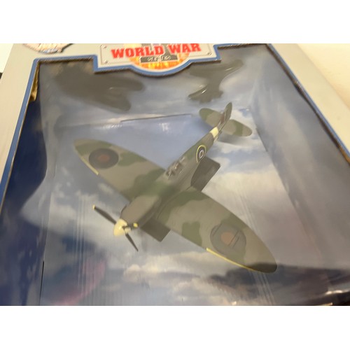 46 - Die cast toys, two models of British and German forces WWII fighter aircraft,.

This lot is availabl... 