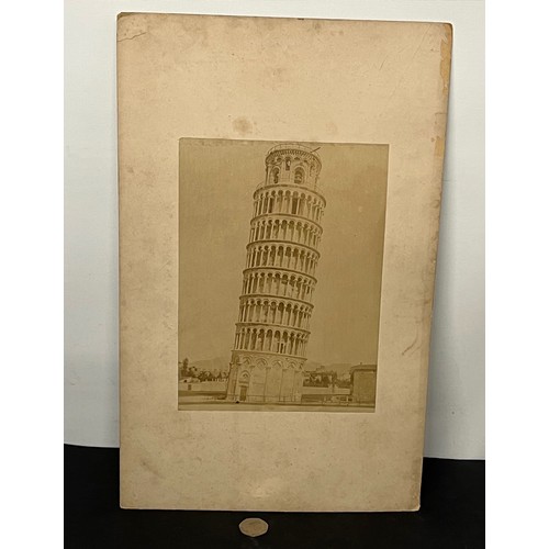 77 - Ephemera, a C19th photographic print of the Bell Tower at Pisa, part of a collection of Grand tour i... 