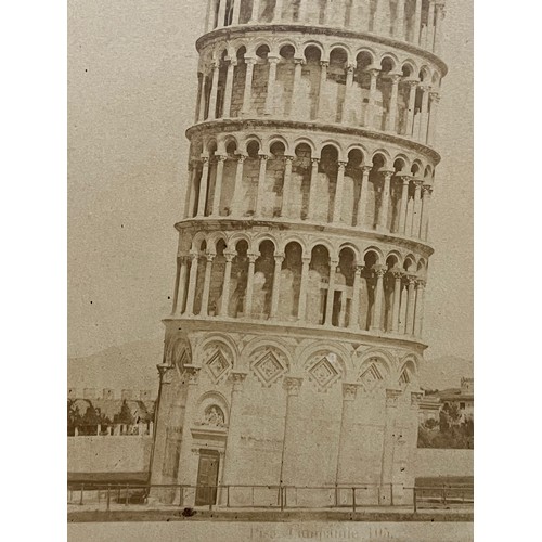 77 - Ephemera, a C19th photographic print of the Bell Tower at Pisa, part of a collection of Grand tour i... 