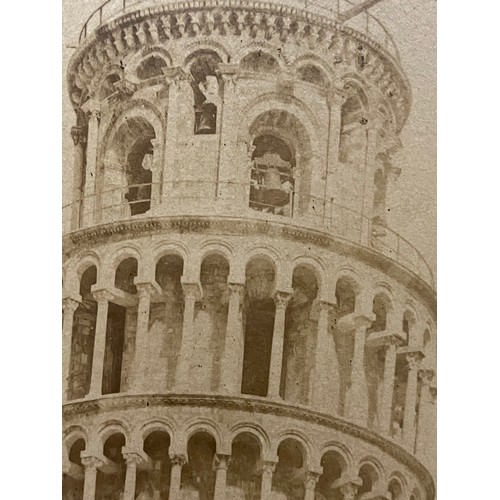 77 - Ephemera, a C19th photographic print of the Bell Tower at Pisa, part of a collection of Grand tour i... 