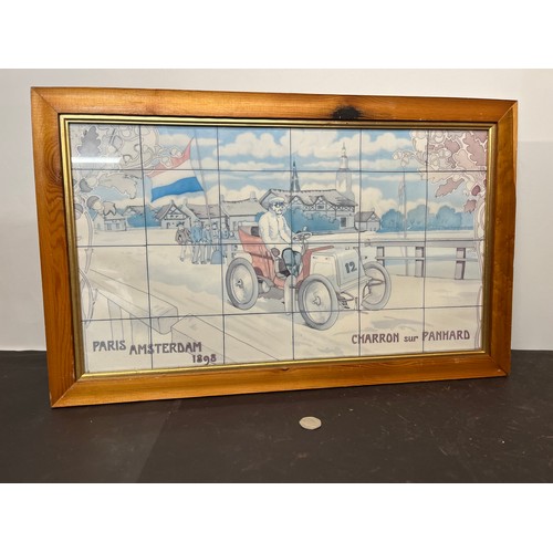 54 - Ephemera, Automobilia, a large framed print of one of the tiled panels from the Michelin building on... 