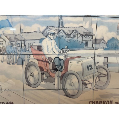 54 - Ephemera, Automobilia, a large framed print of one of the tiled panels from the Michelin building on... 