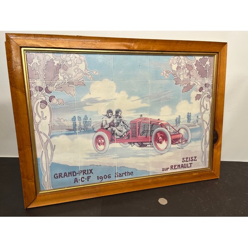 55 - Automobilia, a large framed print of one of the tiled panels from the Michelin building on the Fulha... 