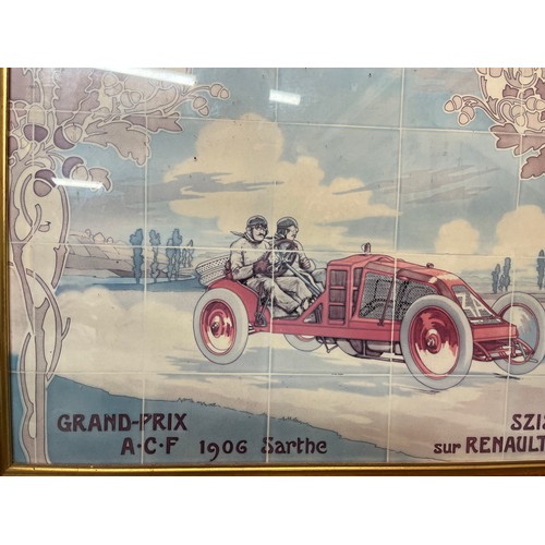 55 - Automobilia, a large framed print of one of the tiled panels from the Michelin building on the Fulha... 