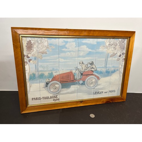 56 - Automobilia, a large framed print of one of the tiled panels from the Michelin building on the Fulha... 