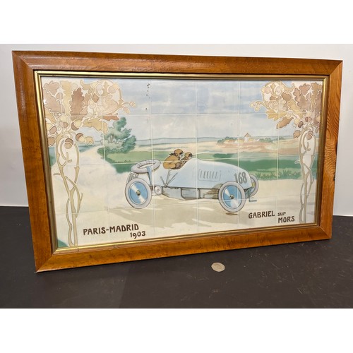 57 - Automobilia, a large framed print of one of the tiled panels from the Michelin building on the Fulha... 