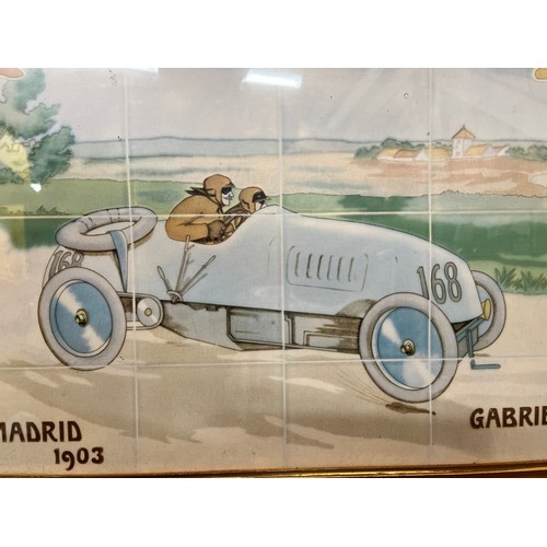 57 - Automobilia, a large framed print of one of the tiled panels from the Michelin building on the Fulha... 