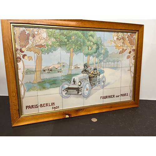 58 - Automobilia, a large framed print of one of the tiled panels from the Michelin building on the Fulha... 