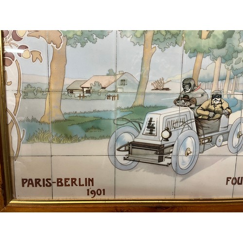 58 - Automobilia, a large framed print of one of the tiled panels from the Michelin building on the Fulha... 