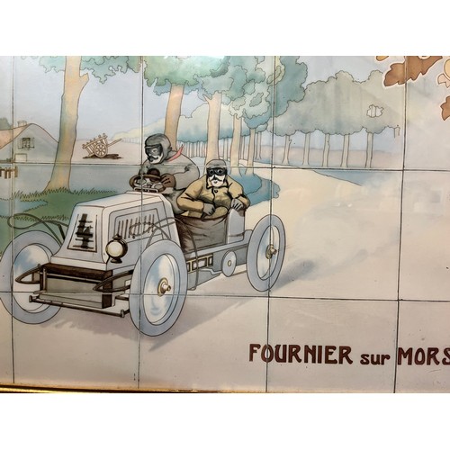 58 - Automobilia, a large framed print of one of the tiled panels from the Michelin building on the Fulha... 