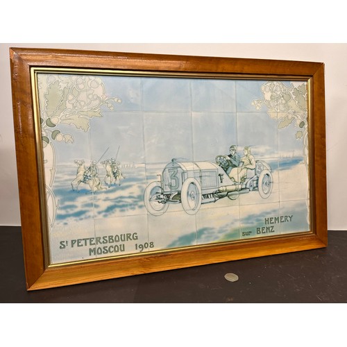 59 - Automobilia, a large framed print of one of the tiled panels from the Michelin building on the Fulha... 