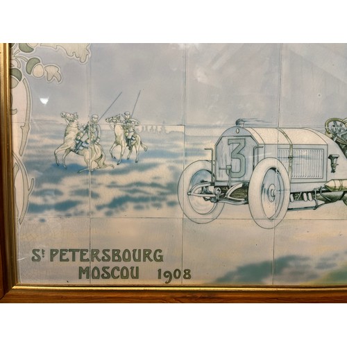 59 - Automobilia, a large framed print of one of the tiled panels from the Michelin building on the Fulha... 