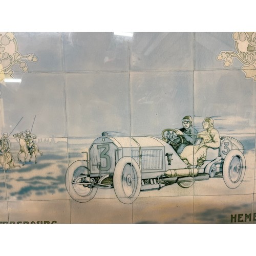 59 - Automobilia, a large framed print of one of the tiled panels from the Michelin building on the Fulha... 