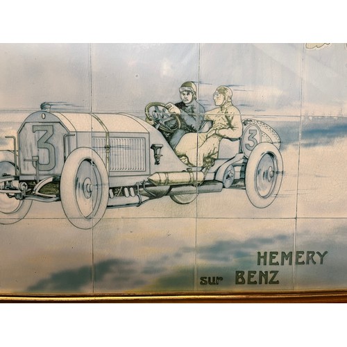 59 - Automobilia, a large framed print of one of the tiled panels from the Michelin building on the Fulha... 