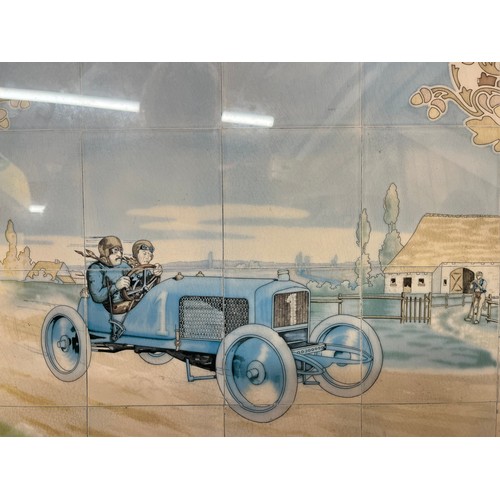 60 - Automobilia, a large framed print of one of the tiled panels from the Michelin building on the Fulha... 