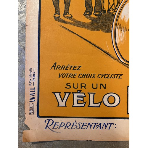 83 - Ephemera, Early C20th cycling an advertising poster for Cycles Lorette, tour de france, bicycle raci... 