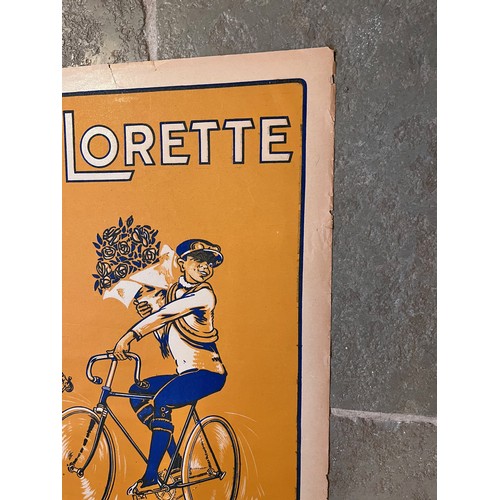 83 - Ephemera, Early C20th cycling an advertising poster for Cycles Lorette, tour de france, bicycle raci... 