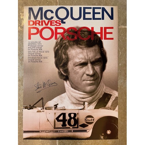 63 - Motoring ephemera, Steve McQueen and automobilia interest, a Porsche factory produced poster for gar... 