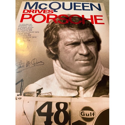 63 - Motoring ephemera, Steve McQueen and automobilia interest, a Porsche factory produced poster for gar... 