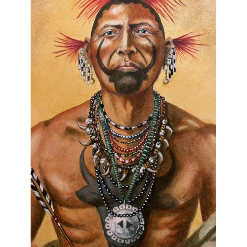 3 - Water colour and gouache painting of North American Indian Buffalo Bill Pawnee. The original artwork... 