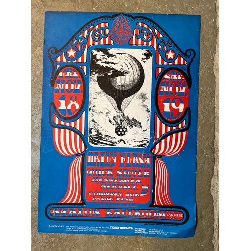 319 - Ephemera, 1960’s psychedelic music concert poster at the Avalon Ballroom in San Francisco. 53 cm x 3... 