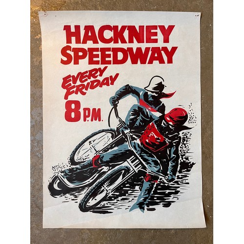 320 - Automobilia, advertising poster for Hackney Speedway  47 cm x 35 cm

In house shipping is available ... 