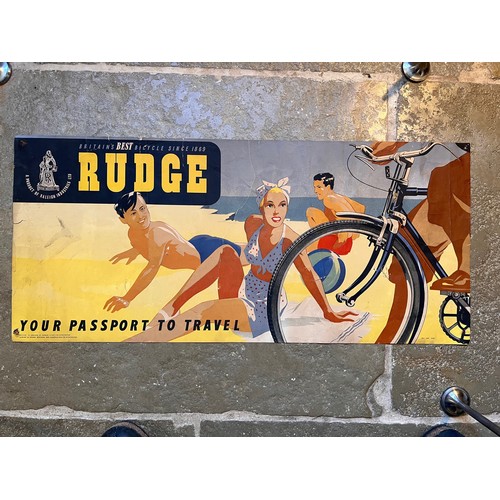 82 - Vintage cycling advertising poster for Rudge bicycles. 
74 cm x 33 cm

In house shipping is availabl... 