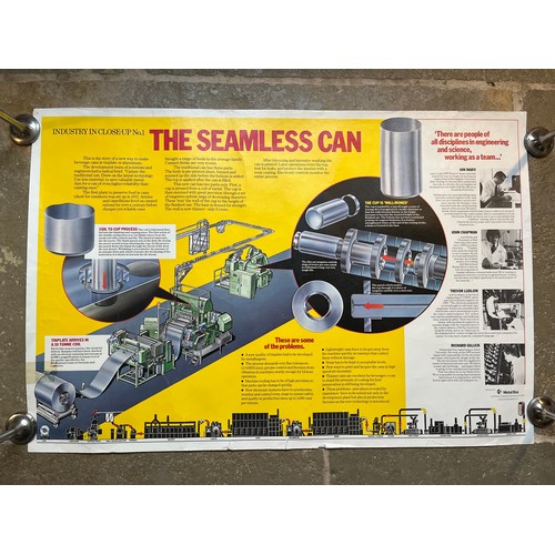 49 - Ephemera, industrial manufacturing interest, educational poster on production of seamless cans for t... 