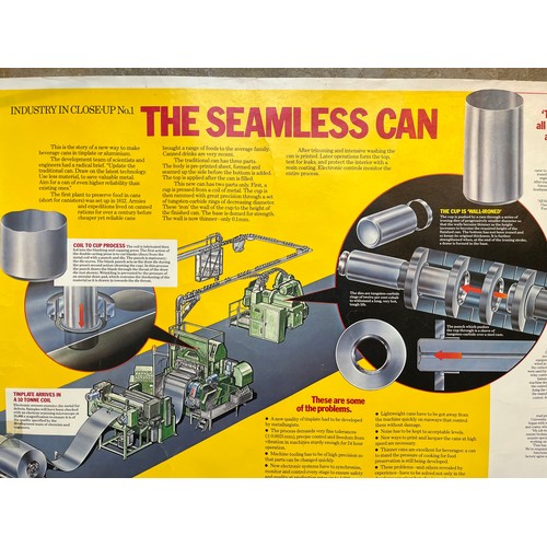 49 - Ephemera, industrial manufacturing interest, educational poster on production of seamless cans for t... 