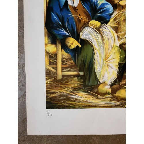 12 - Raymond Poulet french figurative abstract artist C20th, signed print of weavers making covers for la... 