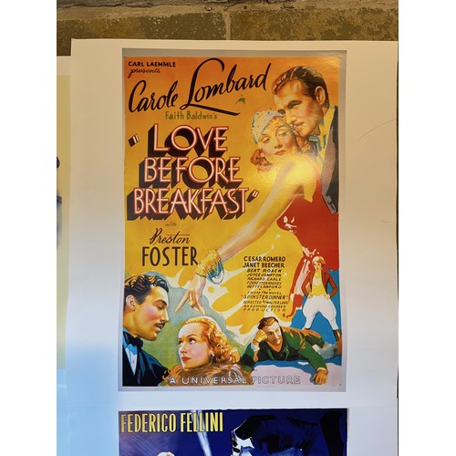 340 - Film posters, six quality prints of iconic movie posters, Gone With the Wind Casablanca, La Dolce Vi... 