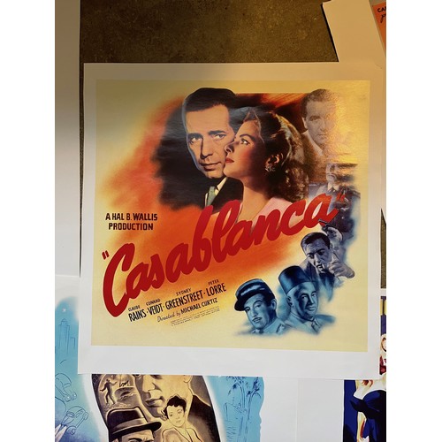 340 - Film posters, six quality prints of iconic movie posters, Gone With the Wind Casablanca, La Dolce Vi... 