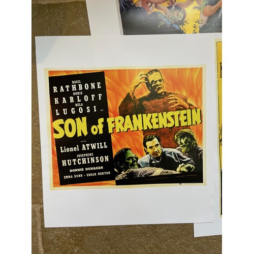 342 - Film posters, five quality prints of iconic movie posters, Metropolis, peter Pan, Son of Frankenstei... 