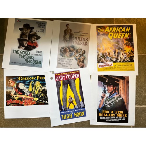 345 - Film posters, six quality prints of iconic movie posters, For a Few Dollars More, The African Queen,... 