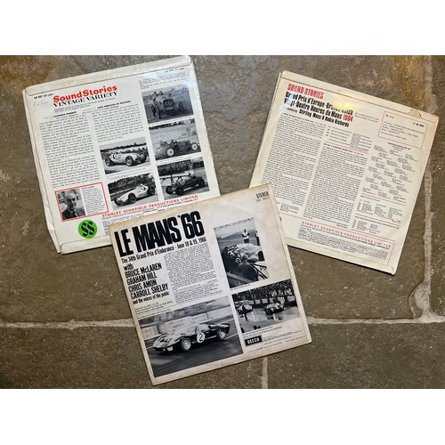 52 - Automobilia, three motor racing themed LP records from the 60’s, racing car sound tracks from Le Man... 