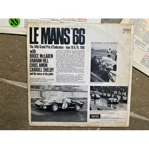 52 - Automobilia, three motor racing themed LP records from the 60’s, racing car sound tracks from Le Man... 