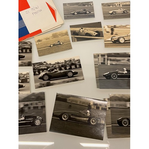 32 - Automobilia, a collection of period 1960’s motor racing photographs Lotus Ferrari BRM etc, 19 in all... 