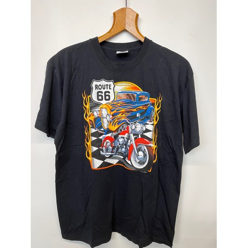 96 - Vintage clothing, a collection of illustrated T shirts, motorcycle brands Harley Davidson Vincent an... 