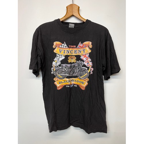 96 - Vintage clothing, a collection of illustrated T shirts, motorcycle brands Harley Davidson Vincent an... 