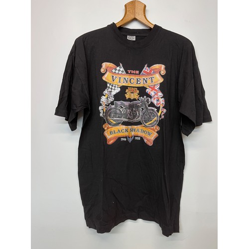 96 - Vintage clothing, a collection of illustrated T shirts, motorcycle brands Harley Davidson Vincent an... 