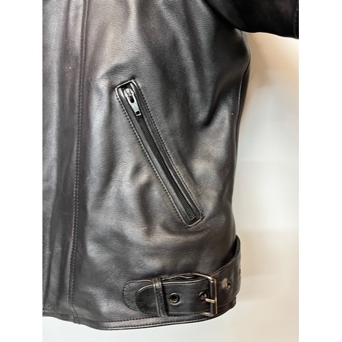 101 - Vintage clothing, a leather motorcycle jacket with quilted lining, size 56

This lot is available fo... 