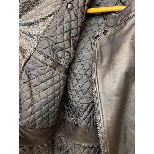 101 - Vintage clothing, a leather motorcycle jacket with quilted lining, size 56

This lot is available fo... 