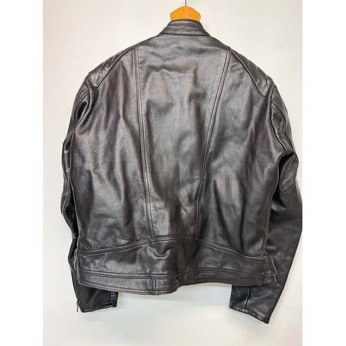 101 - Vintage clothing, a leather motorcycle jacket with quilted lining, size 56

This lot is available fo... 