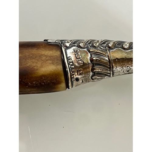 140 - Horn handled carving set with hallmarked silver mounts.

This lot is available for in-house shipping