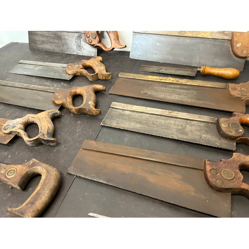 159 - Tools, collection of wood working tools, carpenters saws 11 in all.

This lot is available for in-ho... 