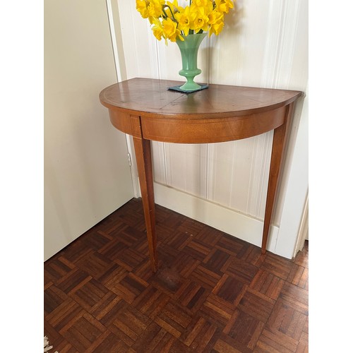 240 - Furniture, demi lune side table with inlaid decoration.

This lot is collection only