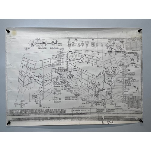 348 - Automobilia, classic London bus dyeline prints, plans and drawings. 84.5 cm x 60 cm.

This lot is av... 