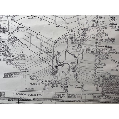 348 - Automobilia, classic London bus dyeline prints, plans and drawings. 84.5 cm x 60 cm.

This lot is av... 