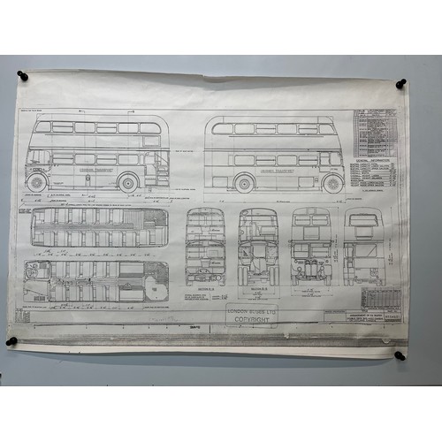 348 - Automobilia, classic London bus dyeline prints, plans and drawings. 84.5 cm x 60 cm.

This lot is av... 